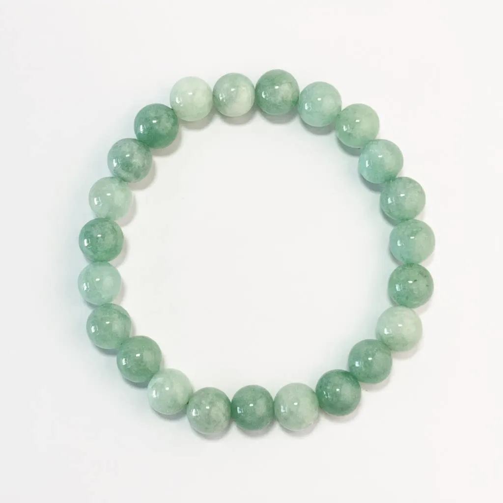 Burmese Jade Bracelet in 8mm natural jade beads on elastic cord