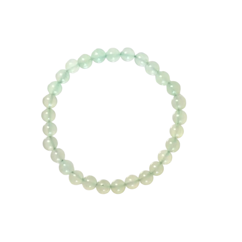 Green Aventurine bracelet on neutral background — Wood element crystal jewelry
