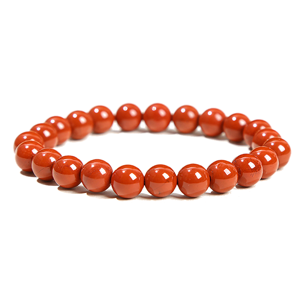 Red Jasper bracelet on neutral background — Fire element crystal jewelry
