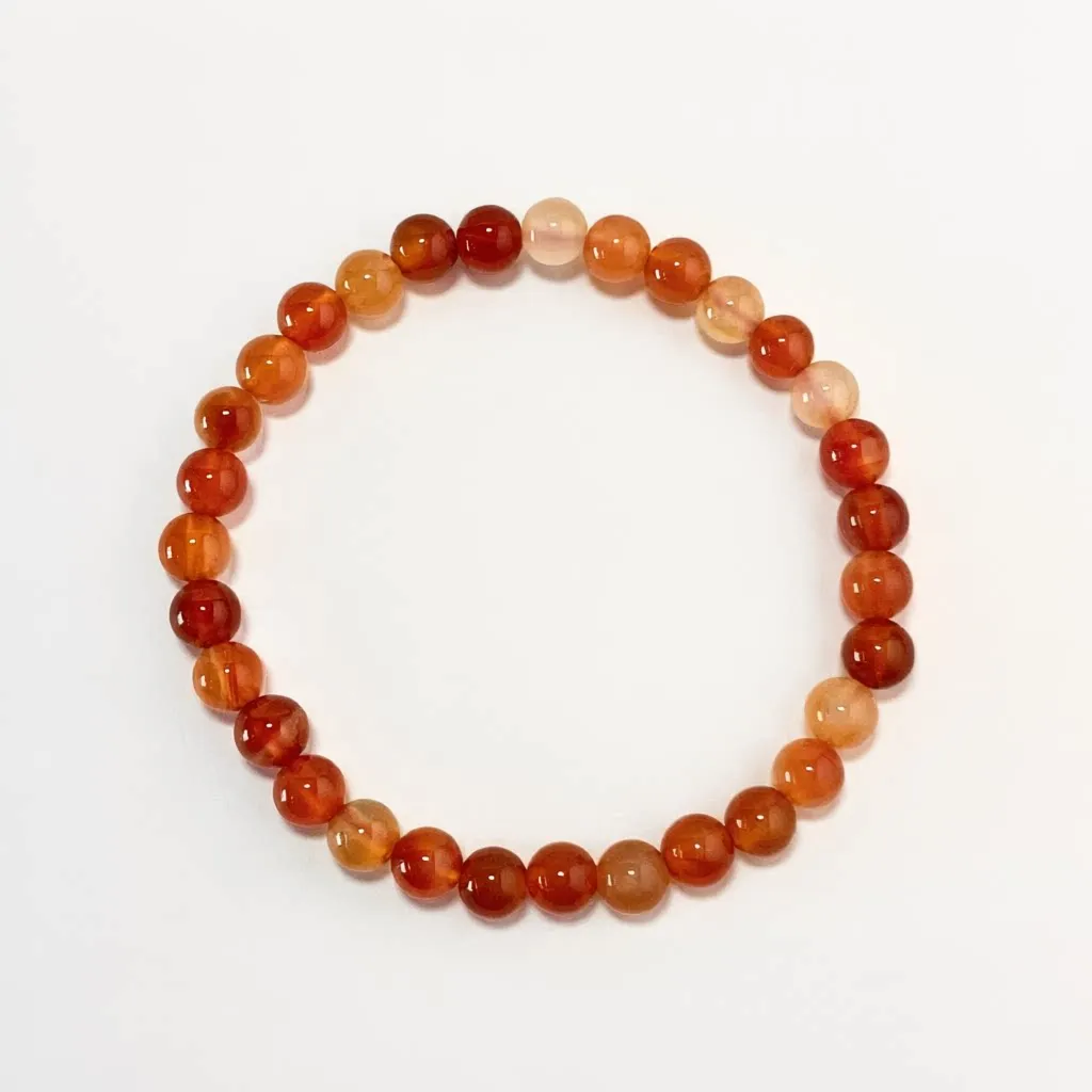 Red Agate Bracelet in 6mm natural banded agate beads on elastic cord